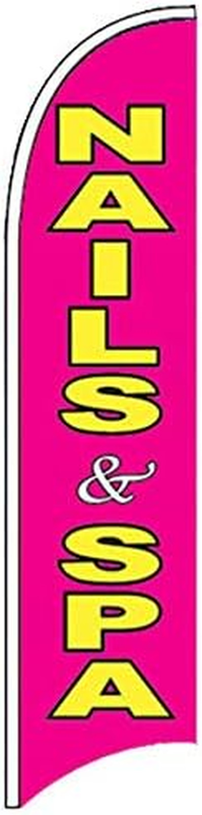 NAILS SPA – Windless Swooper Flag Feather Banner Sign 2.5X11.5 Ft Tall (Flag Onl