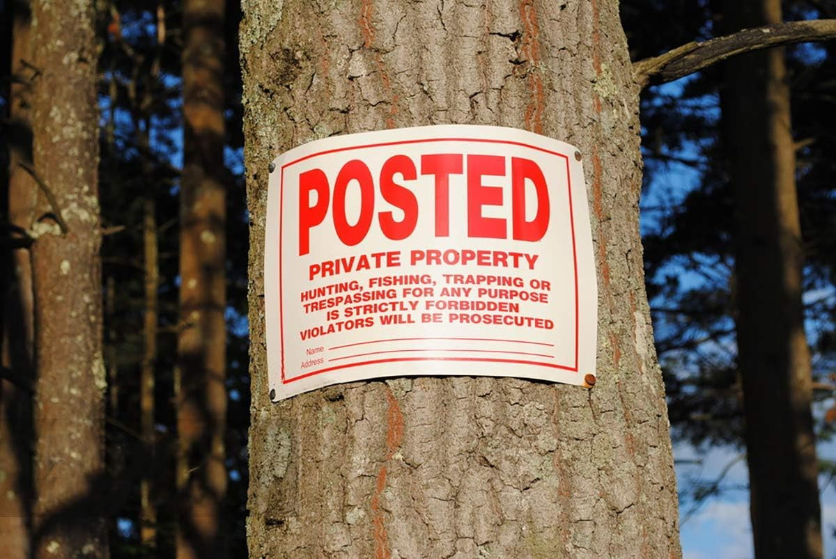 Private Property No Trespassing Signs 4 Pack 10×14 Aluminum No Hunting Warning