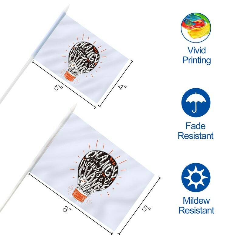 Anley Custom Handheld Stick Flag – Personalized Mini Stick Flags (Set of 12)