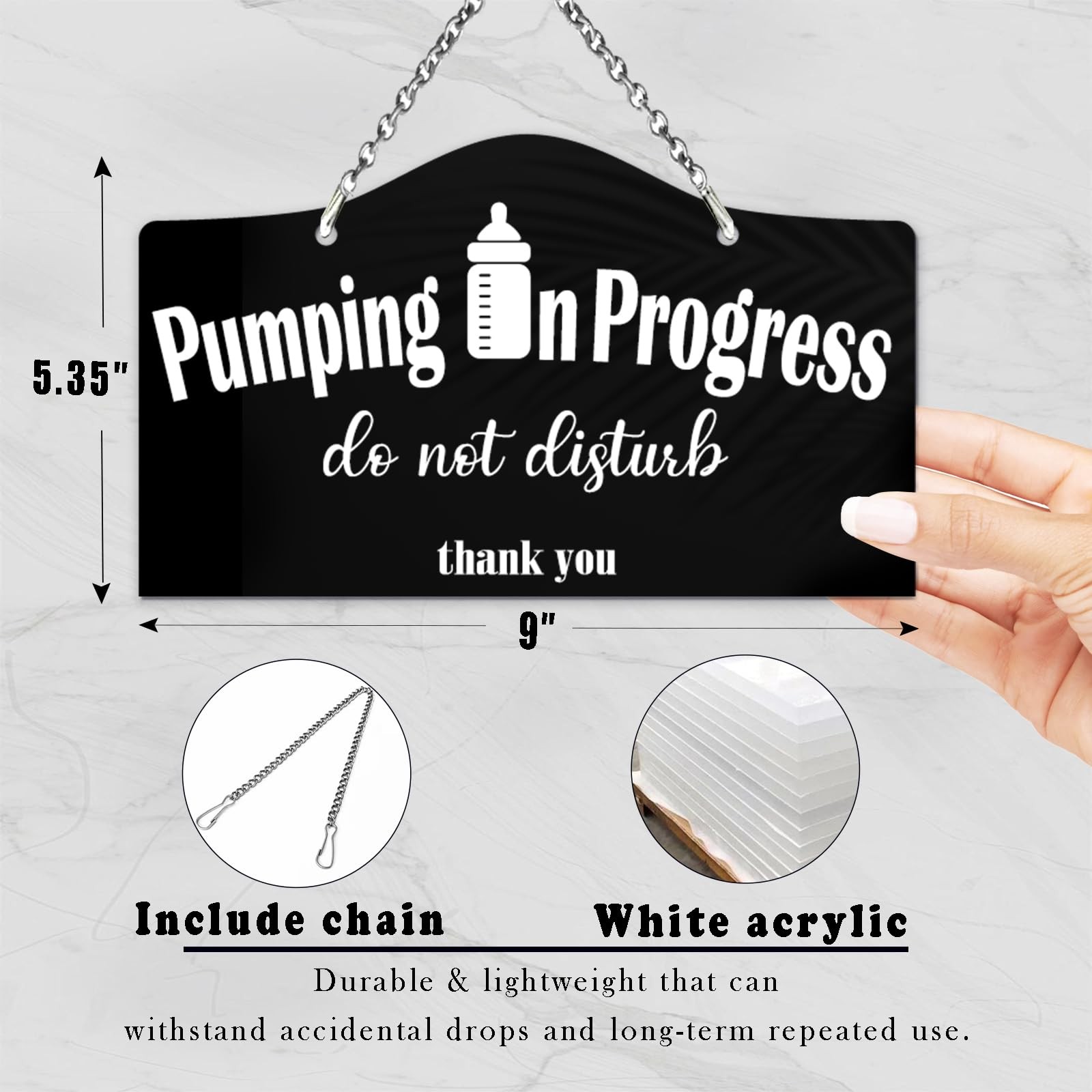 9×5.35 Inch “Pumping in Progress” Hanging Door Sign for Mom’s Privacy