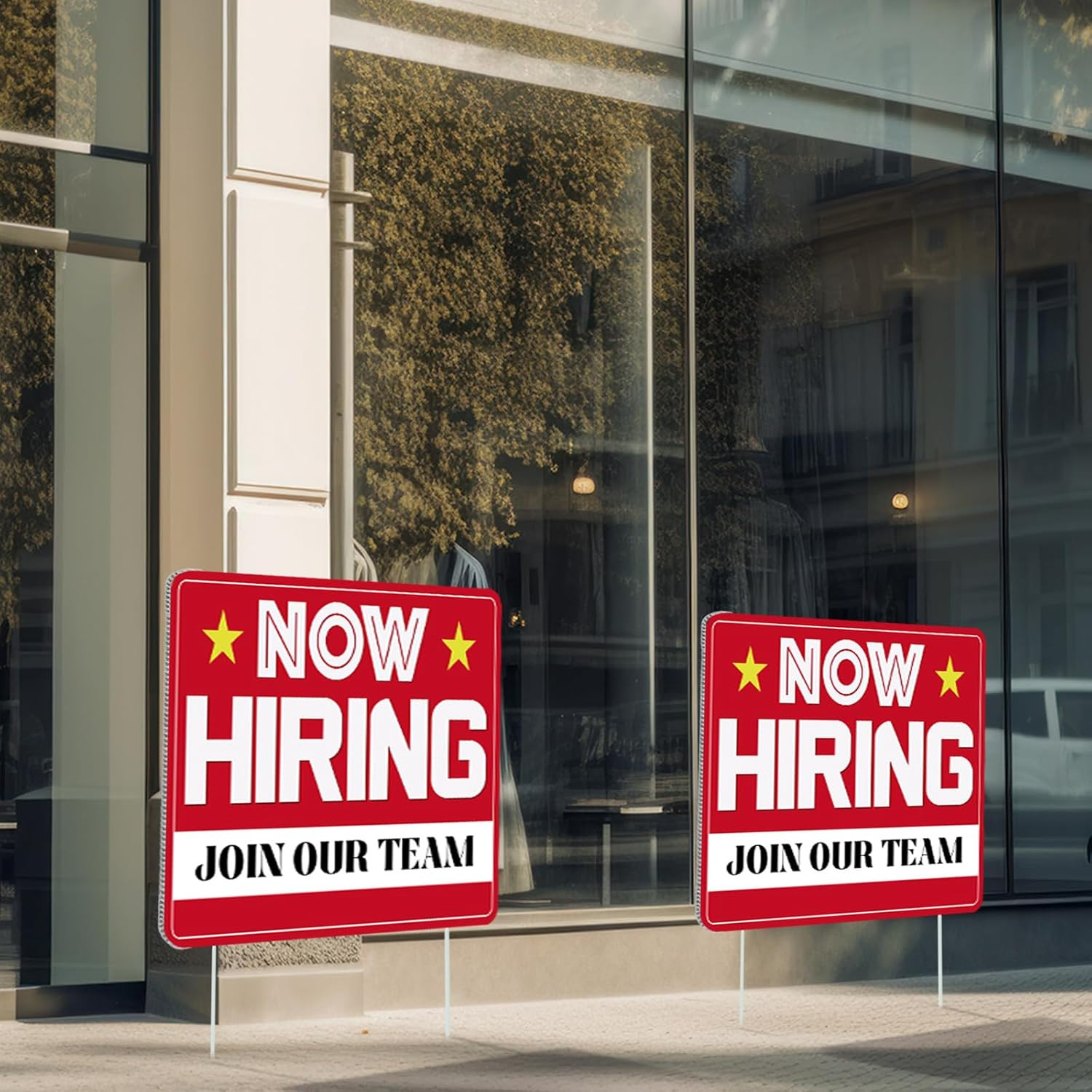 3-Pack Double-Sided Now Hiring Signs with Stake for Business and Outdoor Use