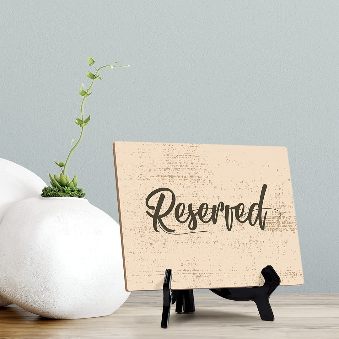 6×8 Inch Reserved Table Sign with Easel Stand for Wedding Restaurant Event