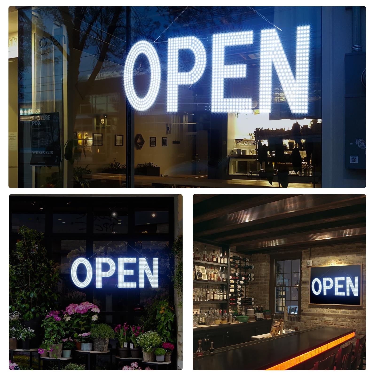 LED Open Signs for Business, 40″x14″ Dimmable Large LED Open Light Up Sign wi…
