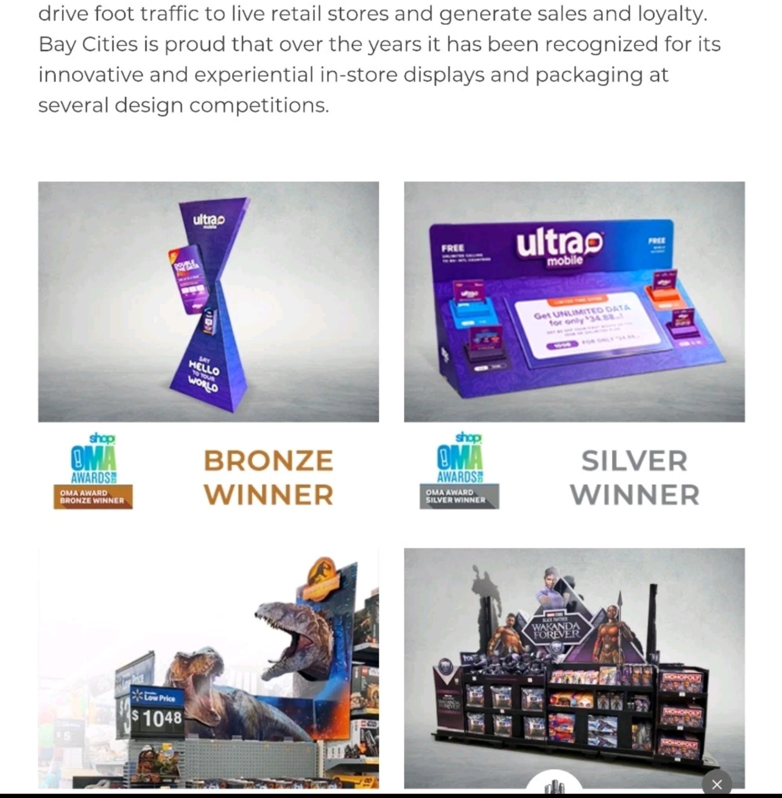 Ultra Mobile phone Store business Floor Display Sign Award Winning Retail Cards