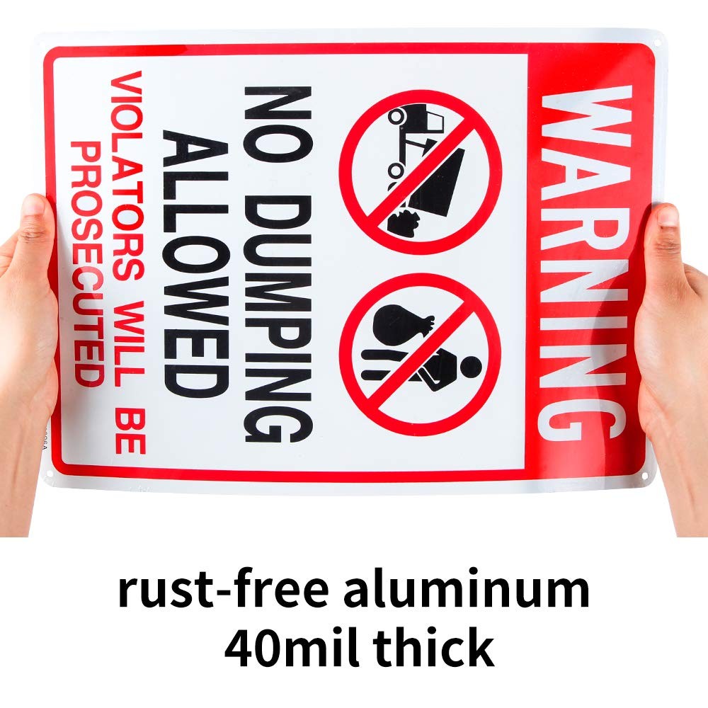 No Dumping Allowed – Violators will be Prosecuted Sign, 14″x 10″ .04″ Aluminum R