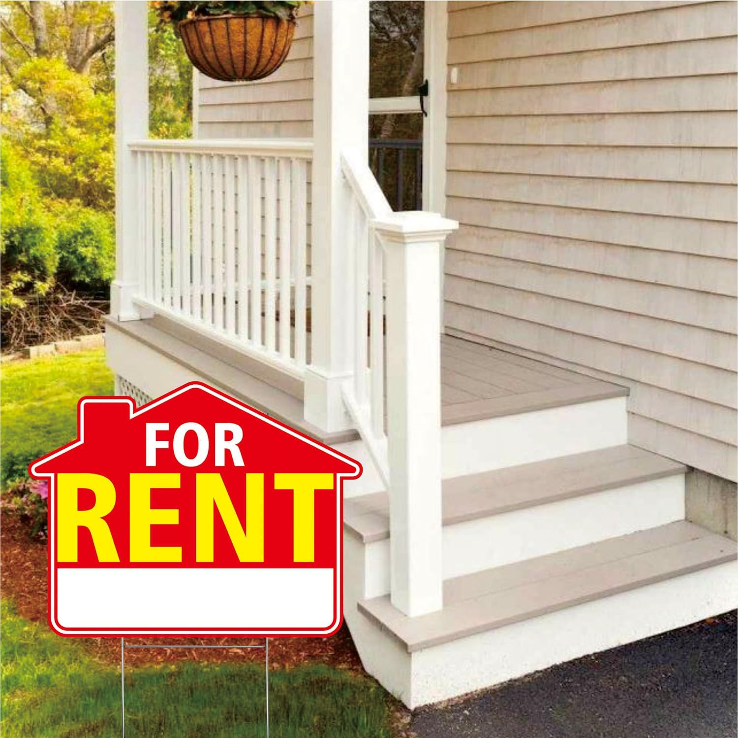 For Rent Signs with Stakes 17″X13″ – Double-Sided Red White Yellow Yard Signs –