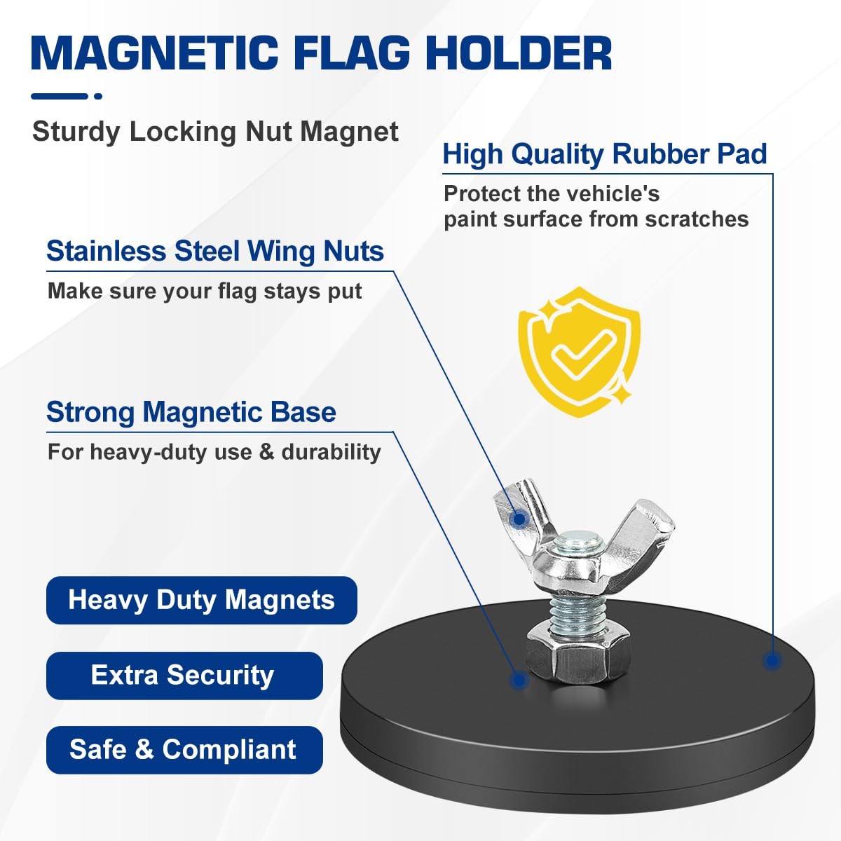 4 Pack Heavy Duty Magnetic Flag Holder for Truck Trailer Wire Loop Flags
