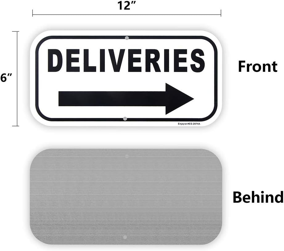 2-Pack Deliveries with Right Arrow Sign 12″X 6″ .04″ Aluminum Reflective Sign Ru