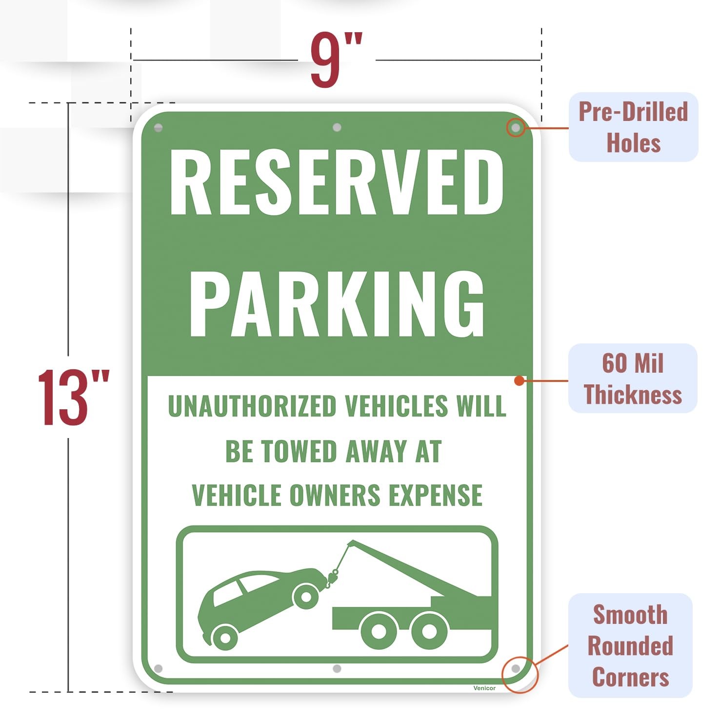 13x9in ‘Reserved Parking’ Aluminum Metal Sign Private Parking Only Durable