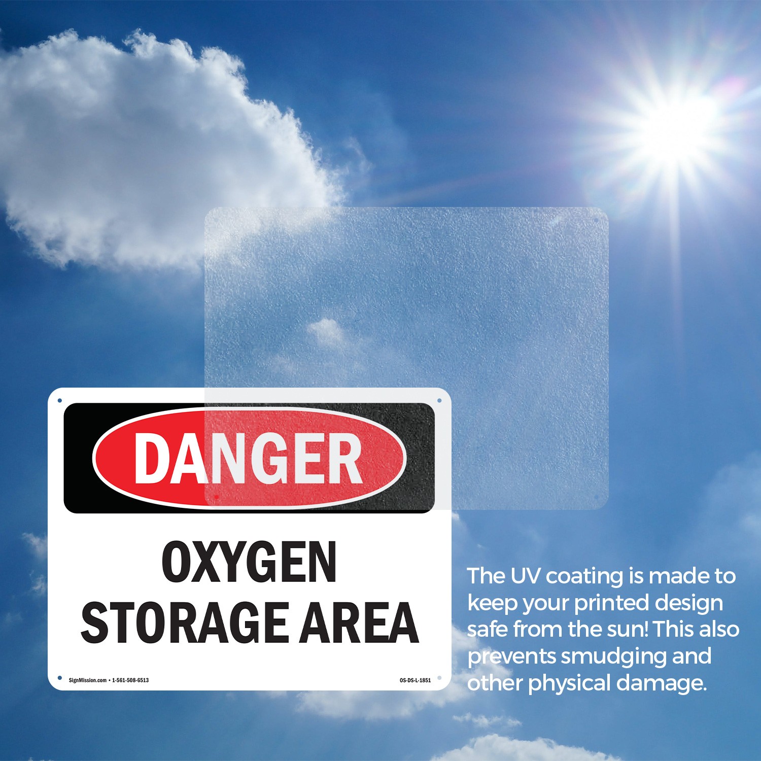 Oxygen Storage Area OSHA Danger Sign Metal, Plastic, Or Decal – 5 or 10 Pack