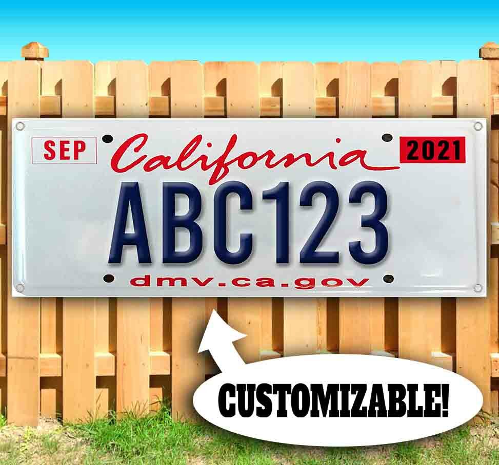 CUSTOMIZABLE CALIFORNIA LICENSE PLATE Advertising Vinyl Banner Flag Sign USA