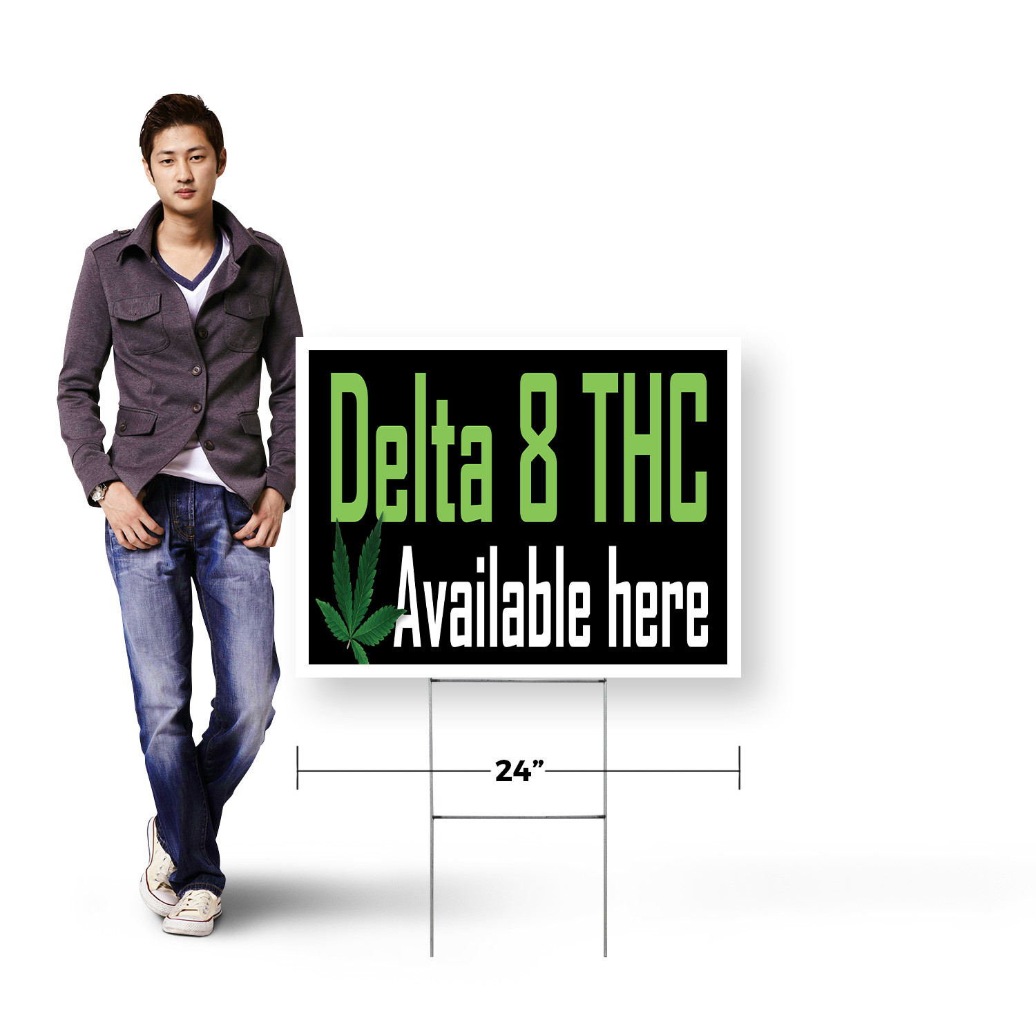 Delta 8 THC Available Here Yard Sign Herbal Wellness, CBD Shops, Customer Ready
