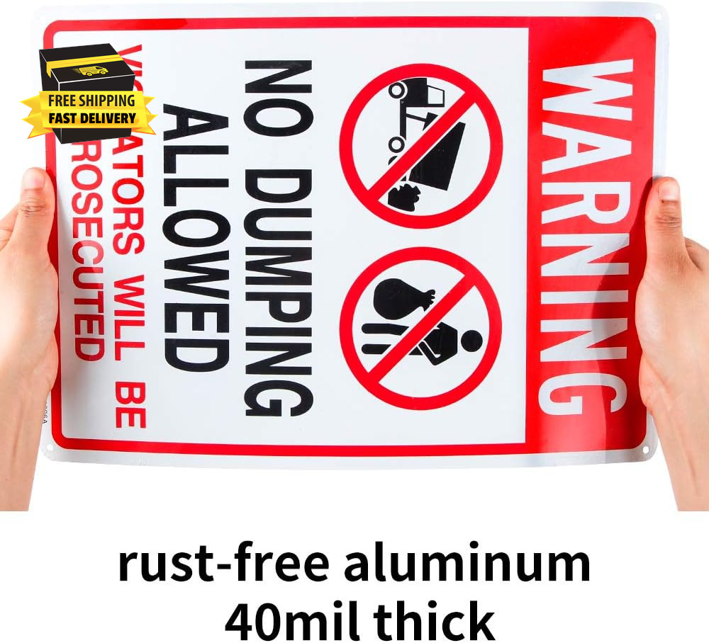 No Dumping Allowed – Violators Will Be Prosecuted Sign, 14″X 10″ .04″ Aluminum R
