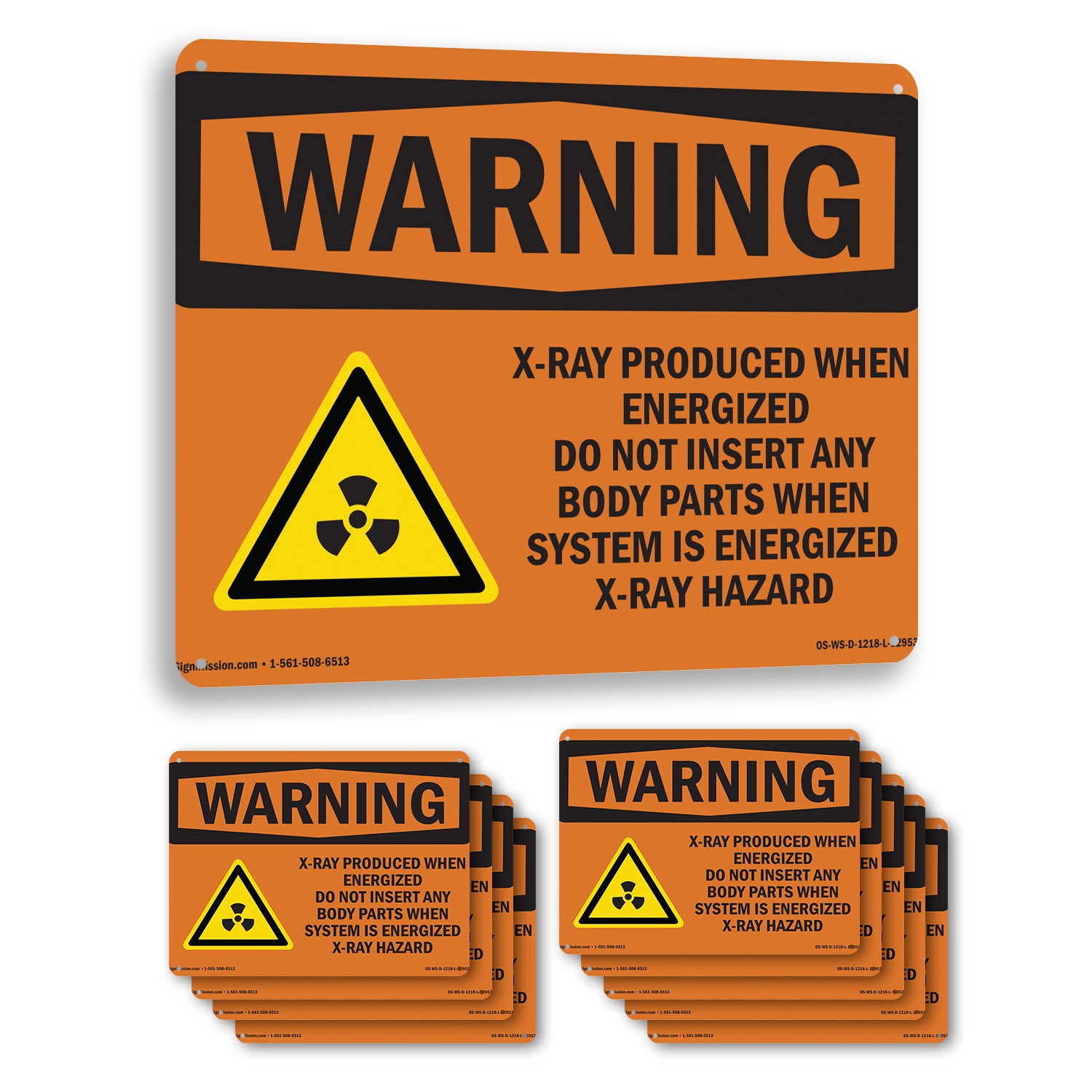 X-Ray Produce When Energized With Symbol OSHA WARNING Sign, Decal 5 or 10 Pack
