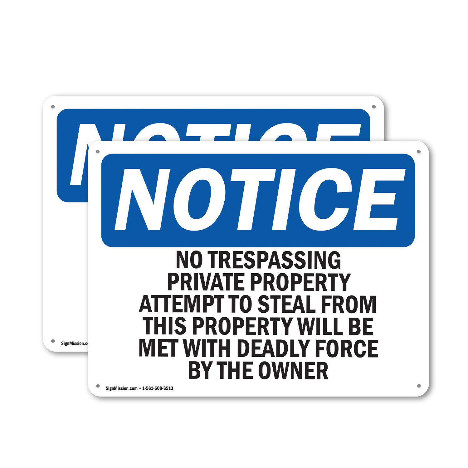 (2 Pack) No Trespassing Private Property Attempts OSHA Notice Sign Decal Metal