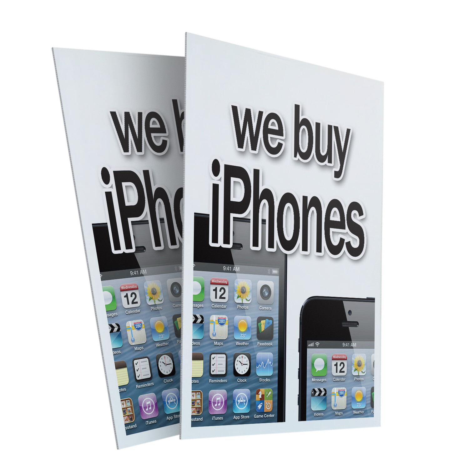 We Buy Iphones 24″ x 36″ 2 Pack Of Store Sign Plastic Or Decal