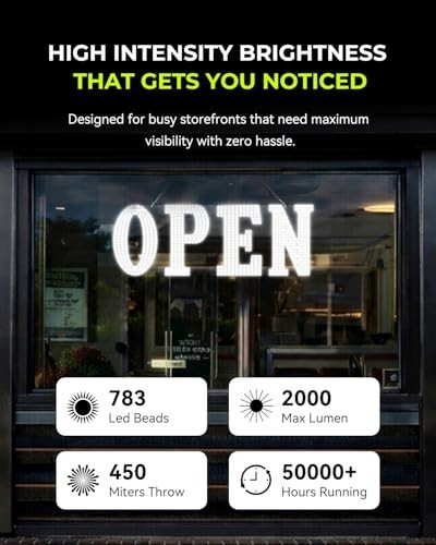 Extra Bright 40″x14″ LED Open Sign – High Visibility Business Sign for Stores, B