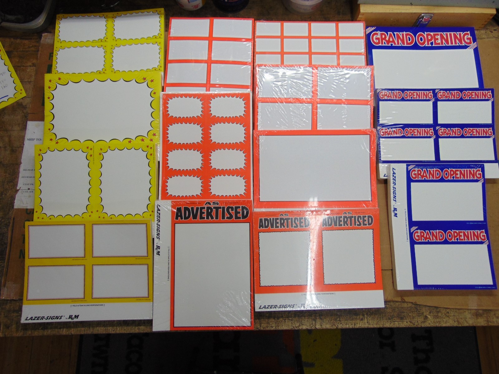 400 – 3.5″ x 5.5″ Yellow Border Business Retail Sale Sign Cards, Printable!