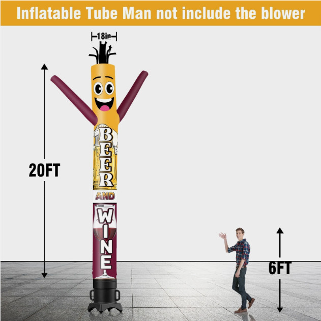 20 Foot Inflatable Tube Man Beer & Wine for Outdoors. Blower Not Included.