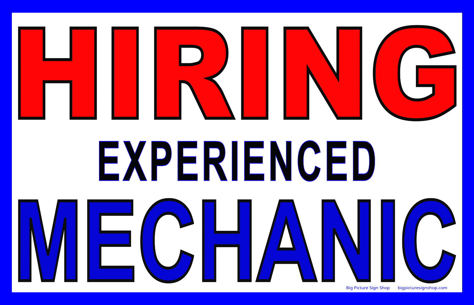 HIRING EXPERIENCED MECHANIC – LARGE – Banner – Vinyl – FAST SHIP – USA MADE
