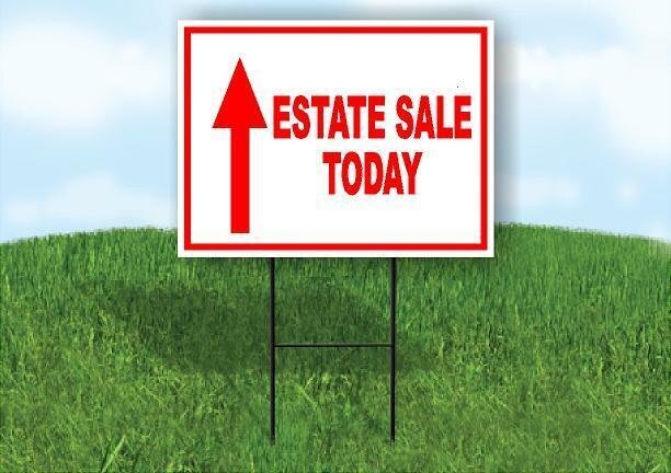 Estate Sale TODAY FOR SALE STRAIGHT arrow red Yard Sign with Stand LAWN SIGN