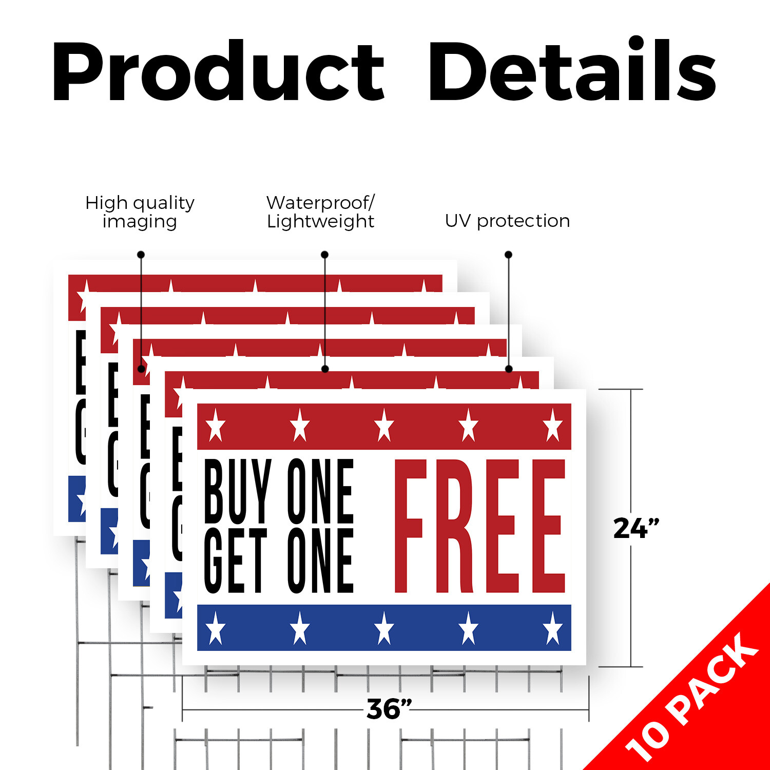 Buy One Get One Free Yard Sign Special Offers, Retail Promotions, Customer Deals
