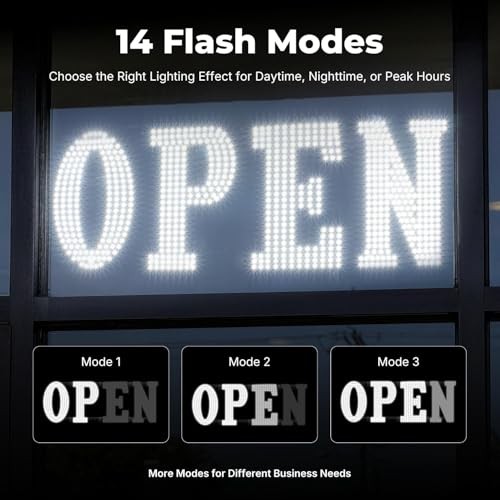 40″ x 14″ Large LED Open Sign with Remote Control High Bright Visibility