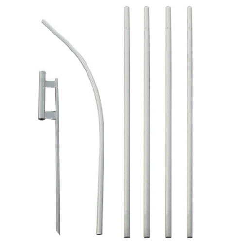 Feather Flutter Swooper Flag 16′ POLE + SPIKE Ground Stake Mount KIT 4 PACK