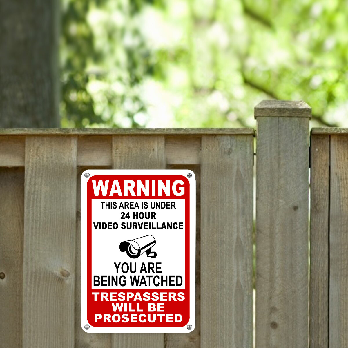 Warning Under 24 Hour Video Surveillance Sign Home Yard Security cctv WATCH 7×11