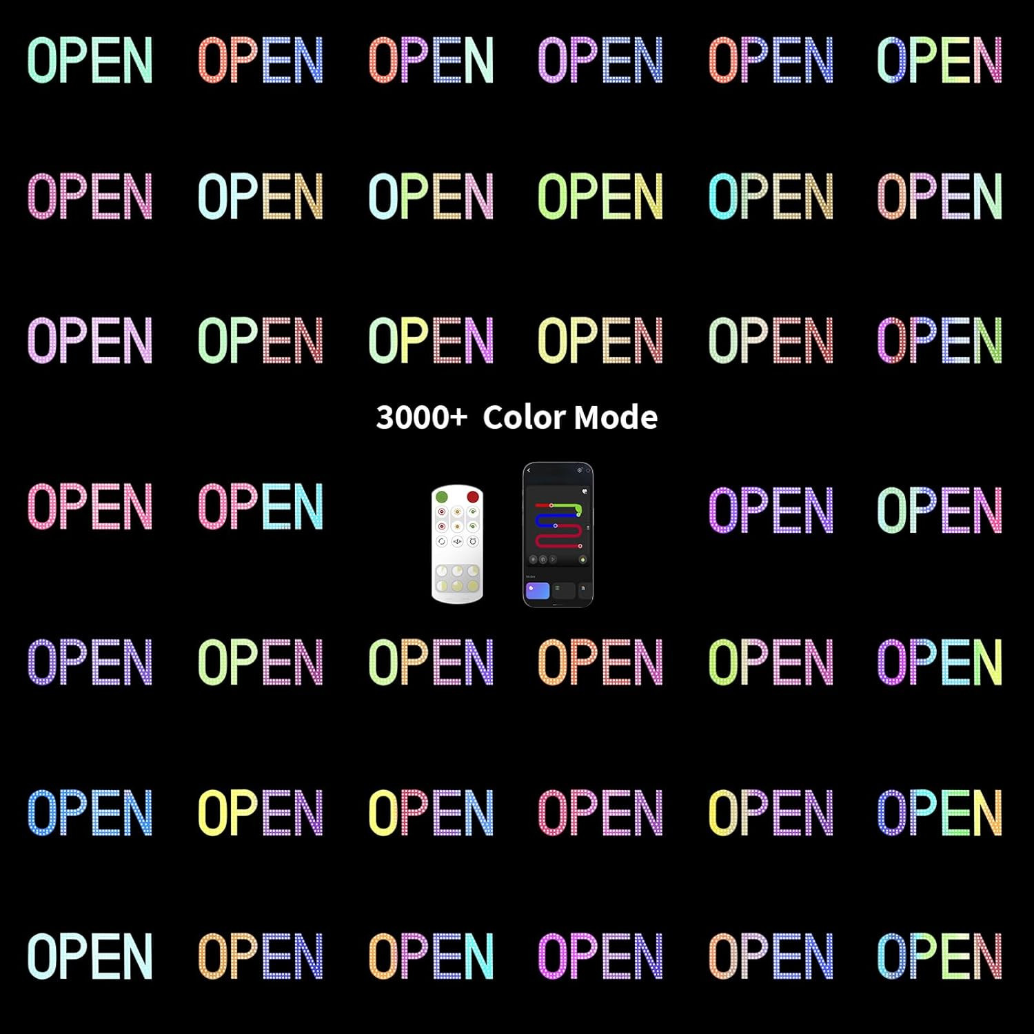 Super Bright Multi-Color LED Open Sign for Stores & Restaurants – 40″ x 14