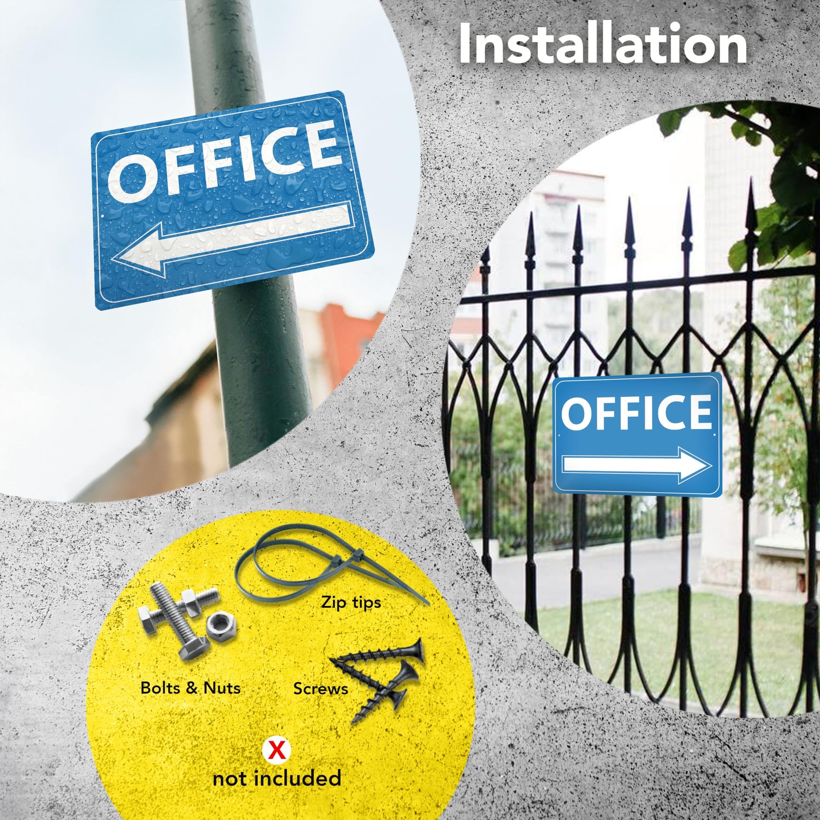 Office Signs, 7 x 10 Inch Reflective Aluminum, Left Right Arrow, 2 Pack