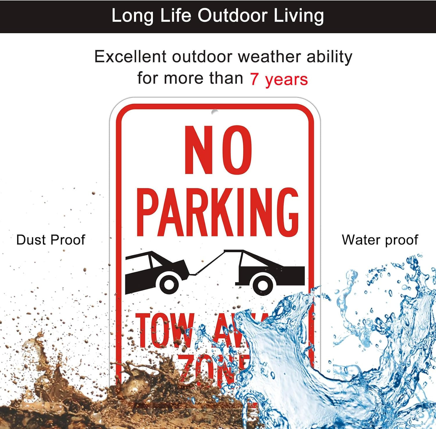 Large 4-Pack No Parking Tow Away Zone Sign – Reflective Aluminum 12×18 Inches