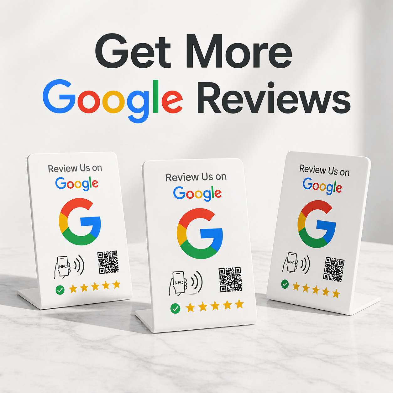 TAPro Google Review Stands -Tap Feedback Booster Product ( 3-Pack- White)