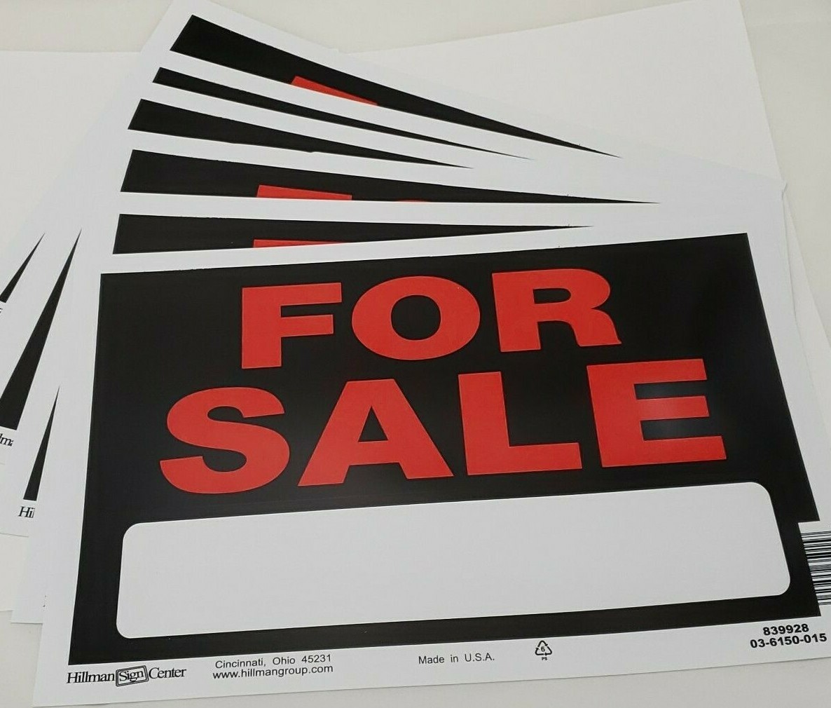 6 “For Sale” Signs w/Space for Info/Fill-In 8″ x 12″ Hillman 839928