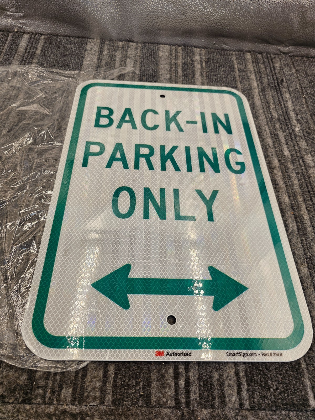 (QTY 2) SmartSign 3M 12×18 Back-In Parking Only Sign 12×18 inch Green White