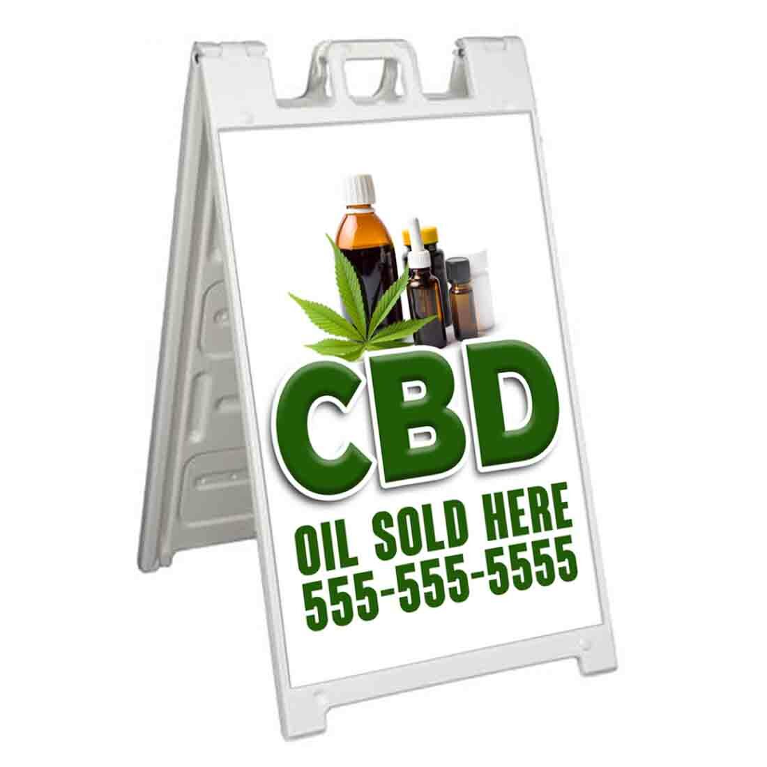 CUSTOMIZABLE CBD Signicade 24×36 Aframe Sidewalk Sign Banner Decal CANNABIDIOL