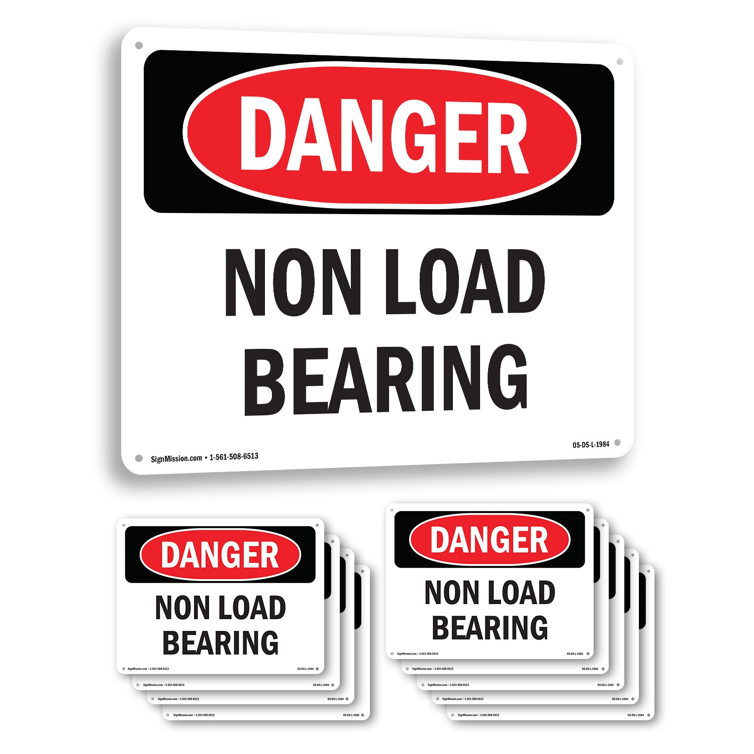 Non Load Bearing OSHA Danger Sign Metal, Plastic, Or Decal – 5 or 10 Pack