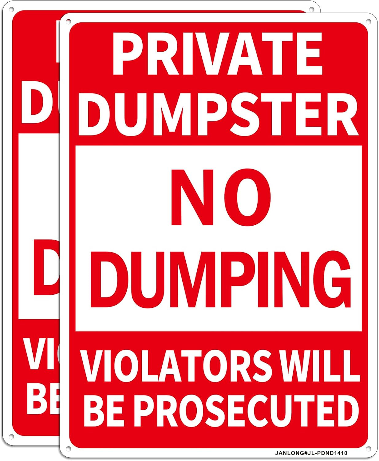 2 Pack Private Dumpster- No Dumping Sign, 14″X 10″ Aluminum No