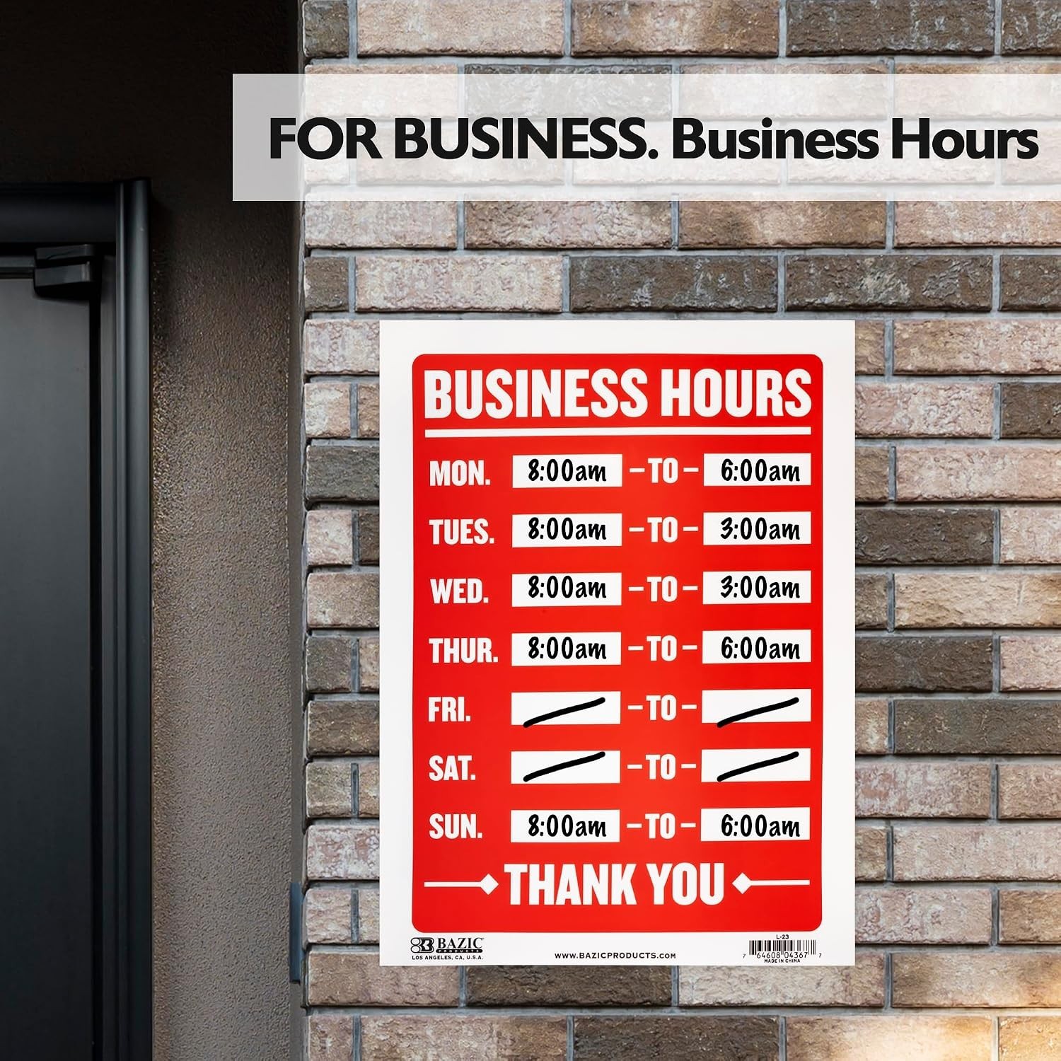 Business Hours Sign, 12 x 16 in, Weather Resistant, Tapes, Tacks, Or Frames, …