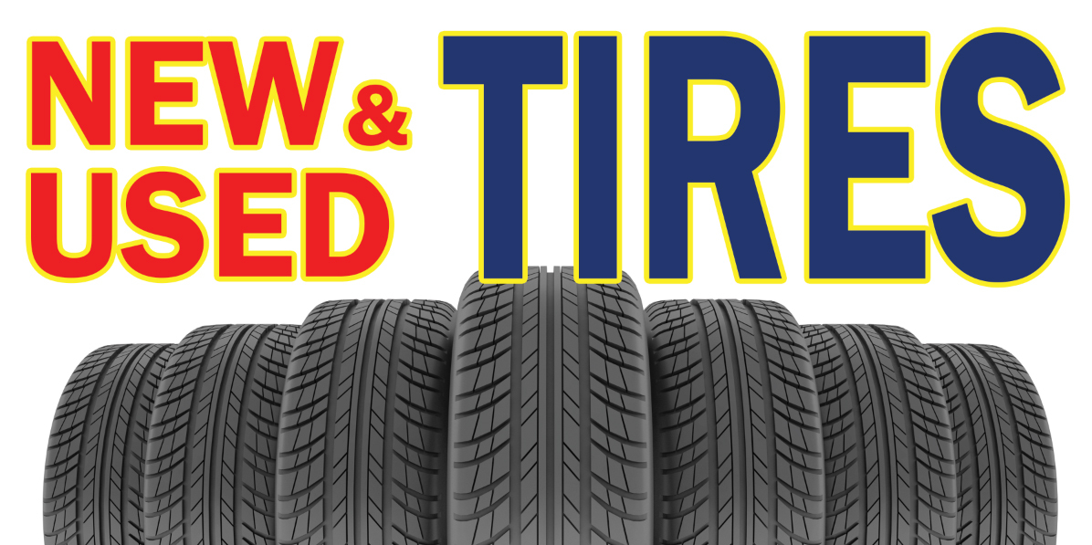 NEW & USED TIRES auto shop Vinyl Banner advertising Sign. Full color 2×4 ft, 2×6