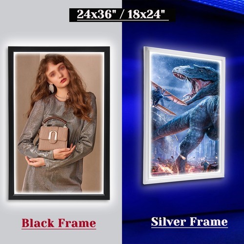 24″x33″/24″X36″, 27″ x 40″ LED Backlit Movie Poster Art Picture Frame Light Box