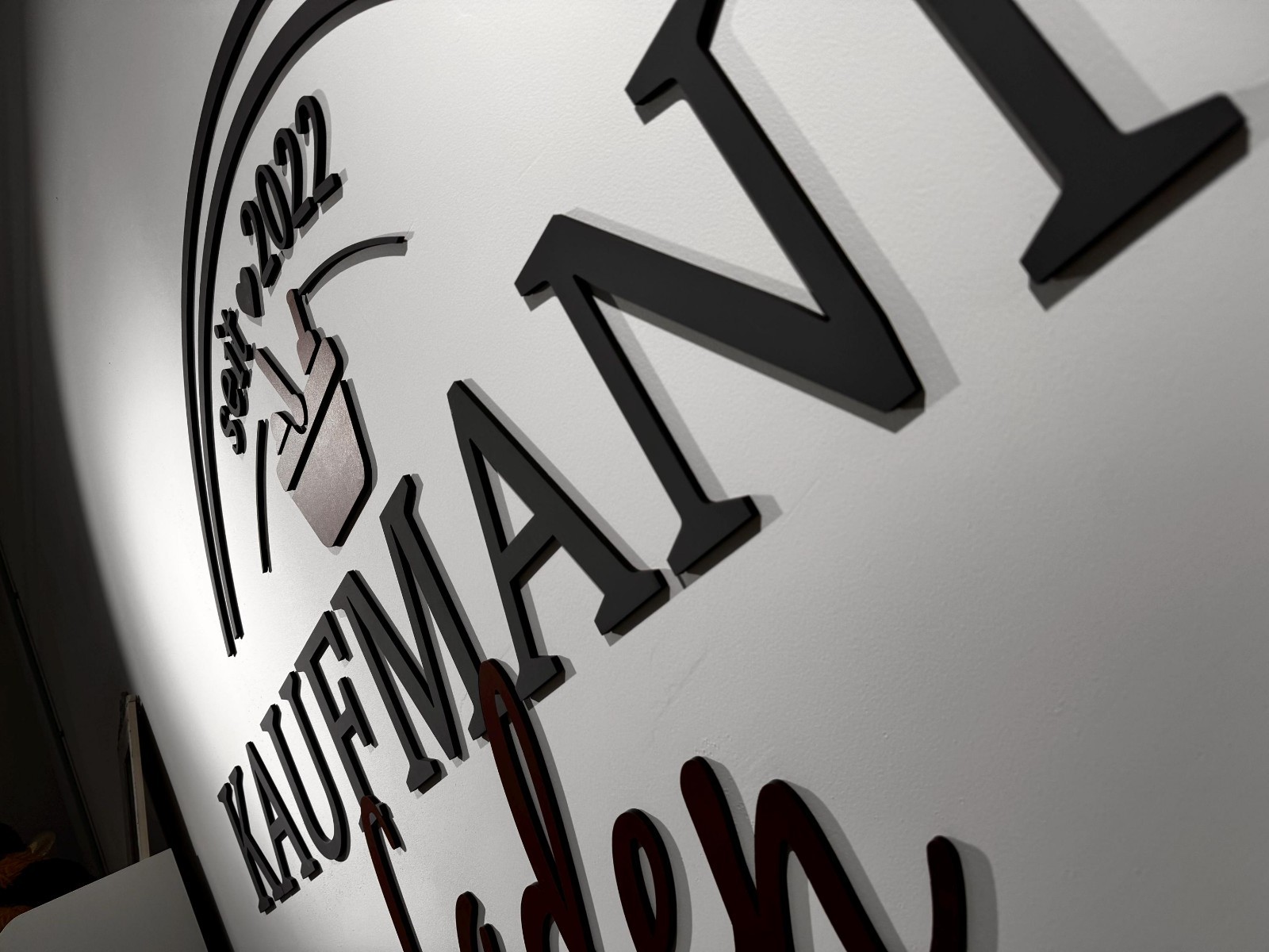 Your business wall wooden logo | Custom company 3D Laser-cut & hand painted logo
