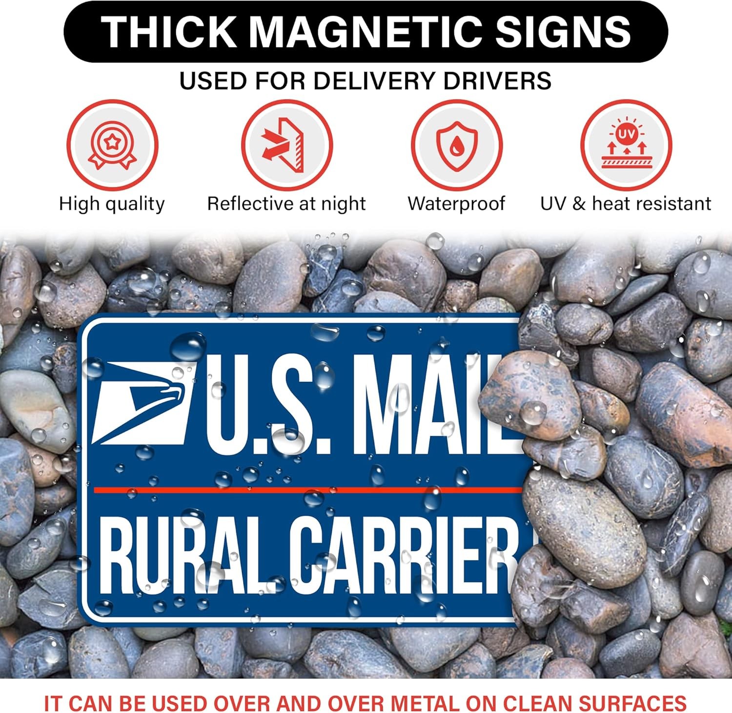 Lumiere Tech 3 Pack Heavy Duty U.S. Mail Delivery Driver Magnetic Signs Rural De