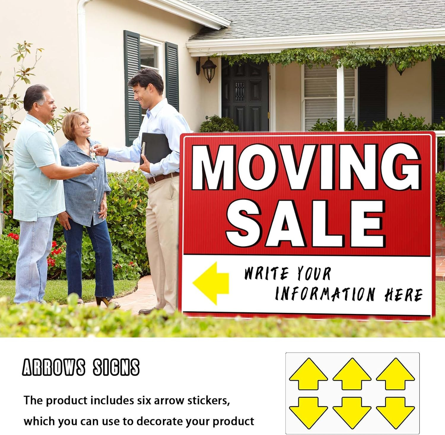 Moving Sale Sign 3 Pack 17″x13″ Double-Sided Yard Signs with Stakes