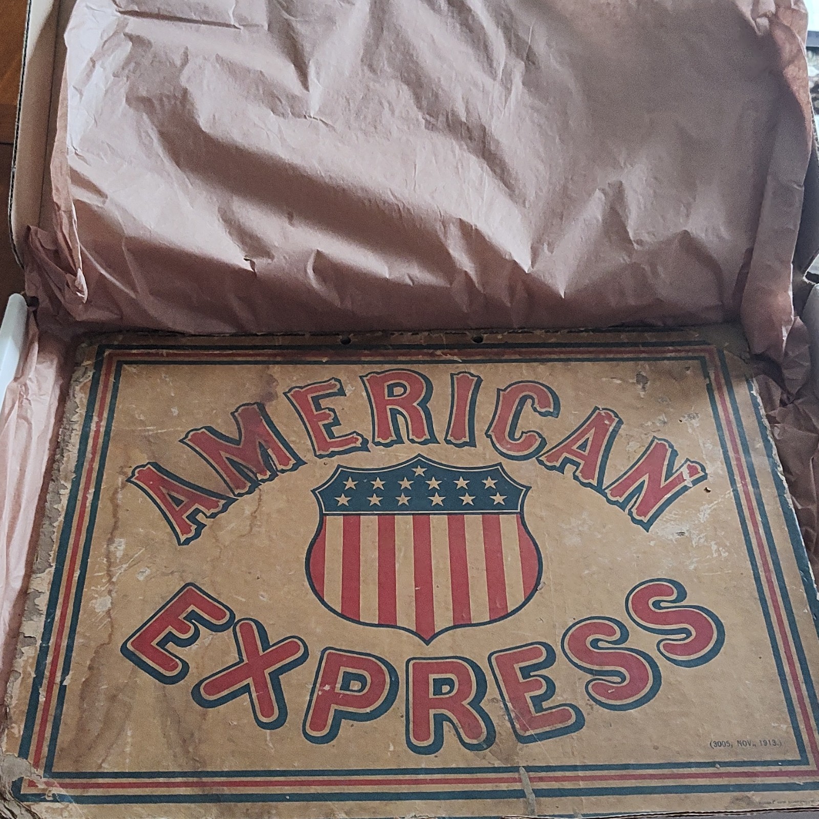 Vintage American Express Double Sided Sign. 15 X 12 Inches. Press board. 1913