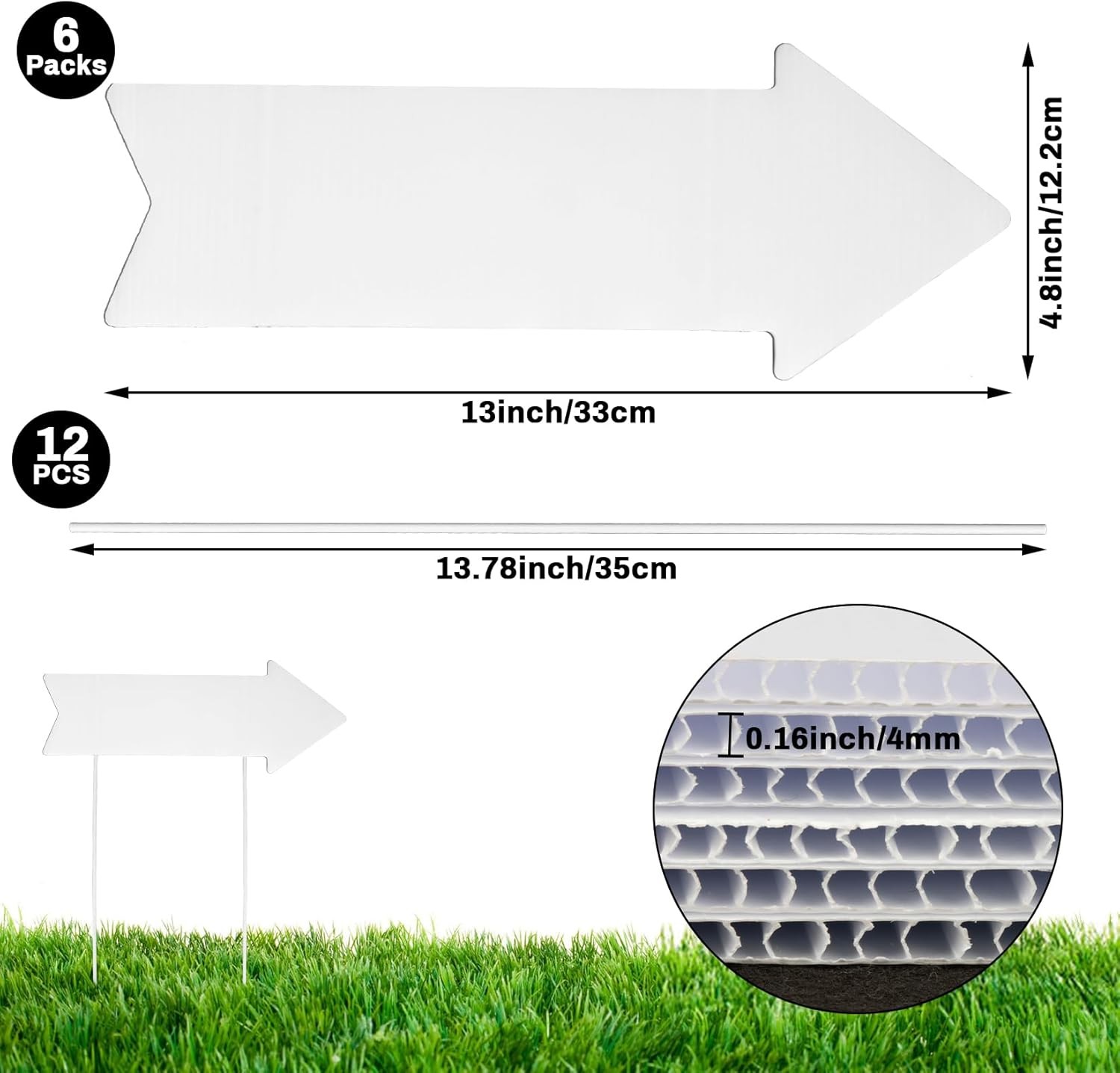 Blank Yard Signs with Stakes – 6 Pack Double-Sided Directional Signs