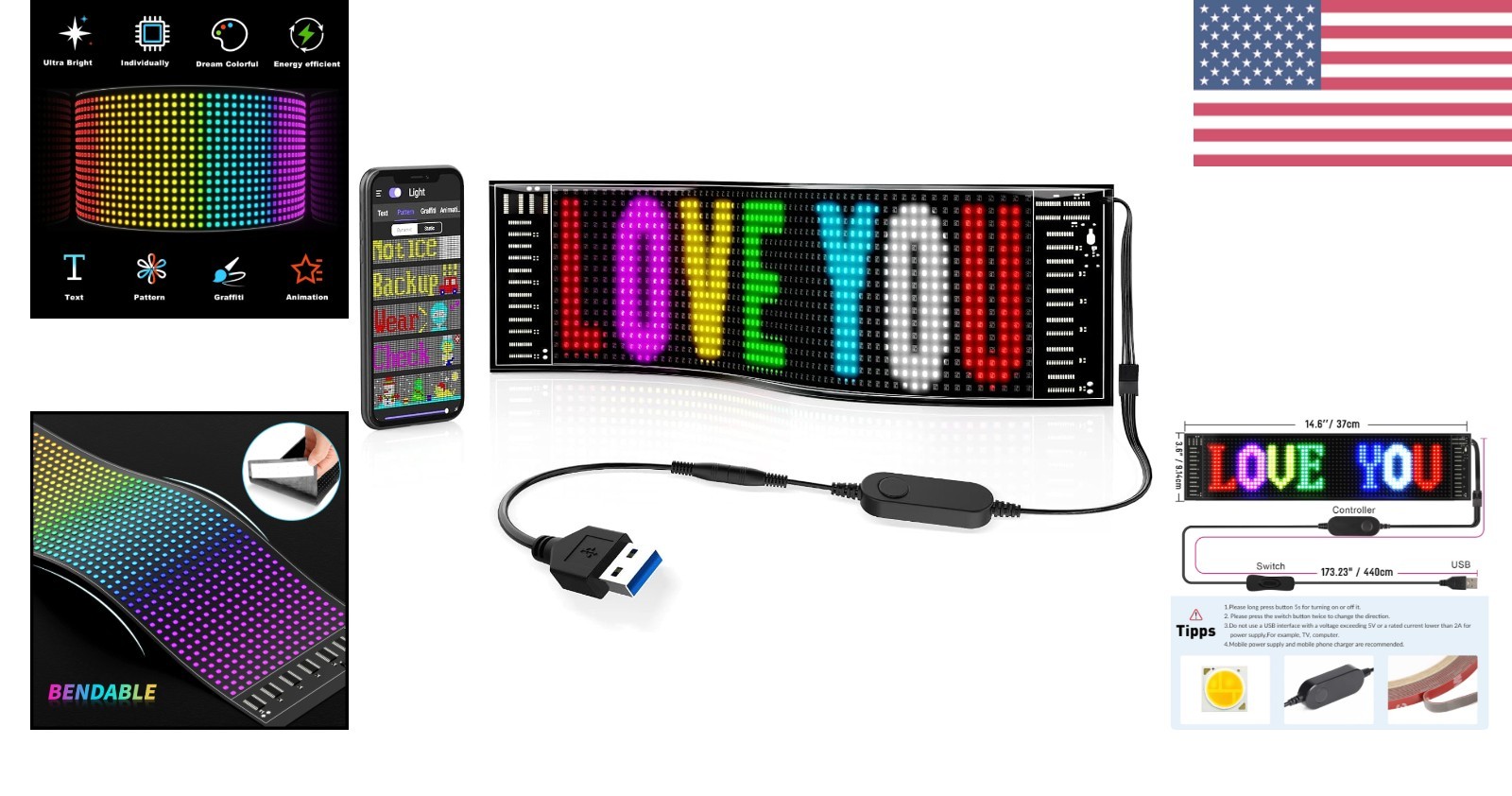 Lightweight Scrolling LED Sign – App-Controlled Advertising for Cars & Bars