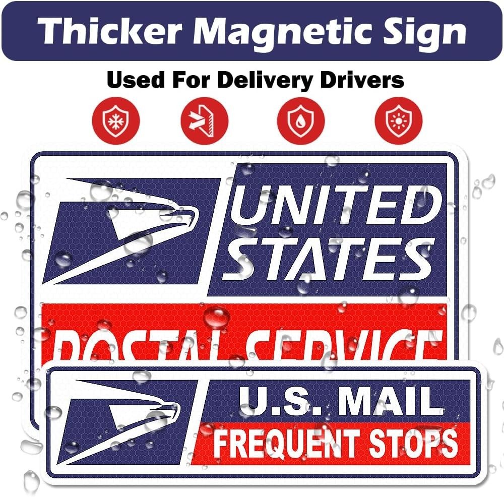 (3 Pack) Reflective U.S. Mail Delivery Magnetic Signs for Rural Carrier – 2 L…
