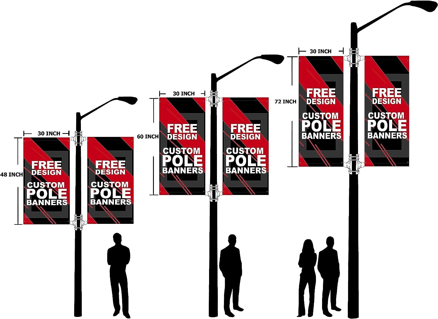 Anley Custom Street Light Pole Banner – Personalized Pole Banner Double Sided
