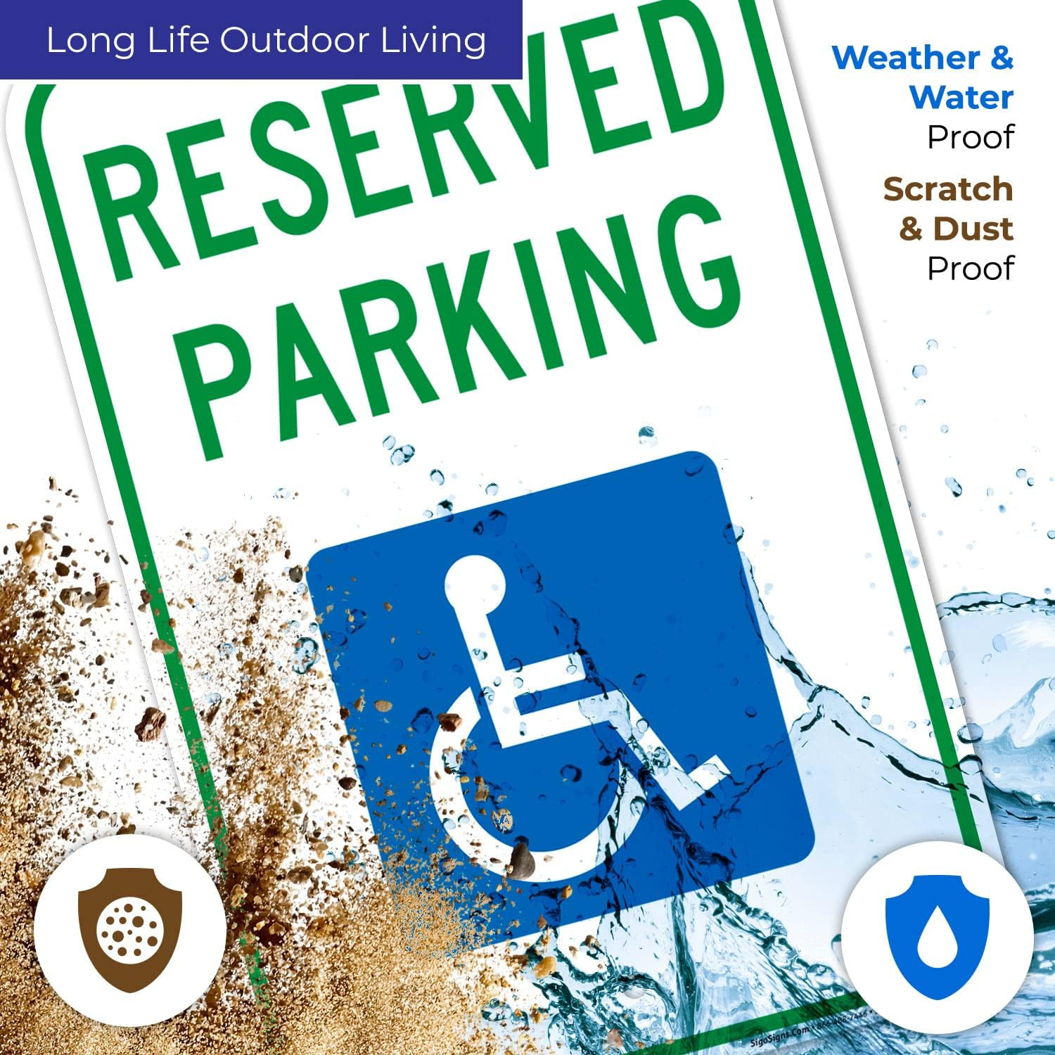 Handicap Parking Sign, Reserved Parking Sign, 12X18 Inches, Rust Free .063 Alumi